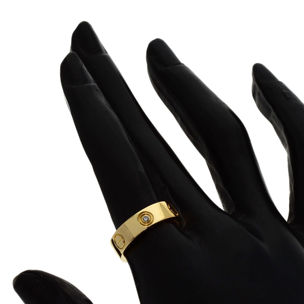 CARTIER love ring half diamond # 52 Ring K18 Yellow Gold Ladies [Used]