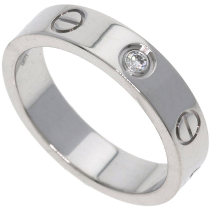 CARTIER Mini Love Ring with 1 Diamond, Size #48 Ring K18 White Gold Ladies [Used]