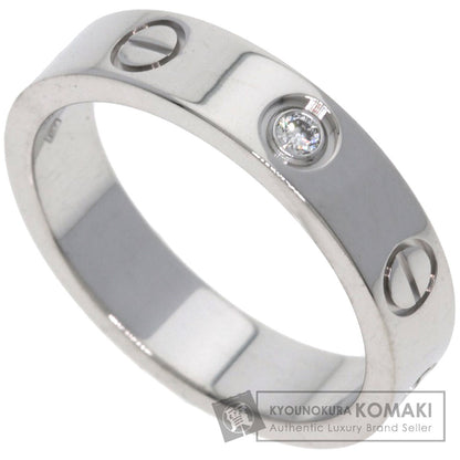 CARTIER Mini Love Ring with 1 Diamond, Size #48 Ring K18 White Gold Ladies [Used]