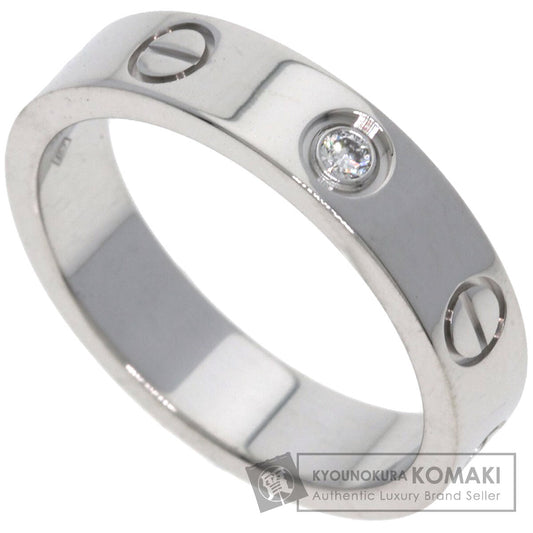 CARTIER Mini Love Ring with 1 Diamond, Size #48 Ring K18 White Gold Ladies [Used]