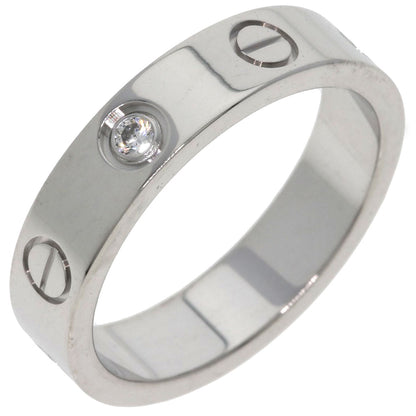 CARTIER Mini Love Ring with 1 Diamond, Size #48 Ring K18 White Gold Ladies [Used]