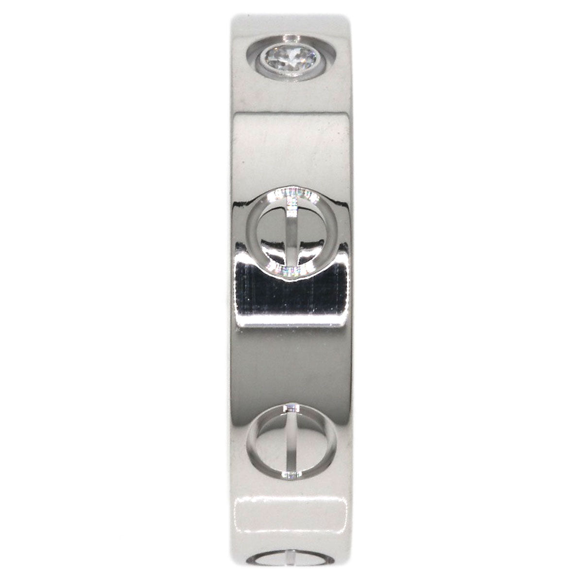 CARTIER Mini Love Ring with 1 Diamond, Size #48 Ring K18 White Gold Ladies [Used]