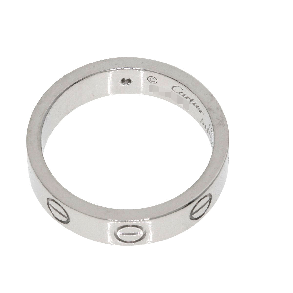 CARTIER Mini Love Ring with 1 Diamond, Size #48 Ring K18 White Gold Ladies [Used]