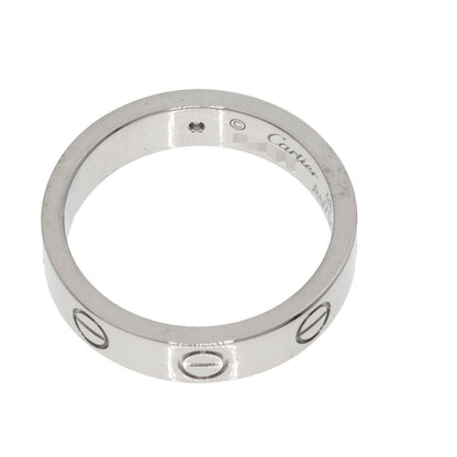 CARTIER Mini Love Ring with 1 Diamond, Size #48 Ring K18 White Gold Ladies [Used]