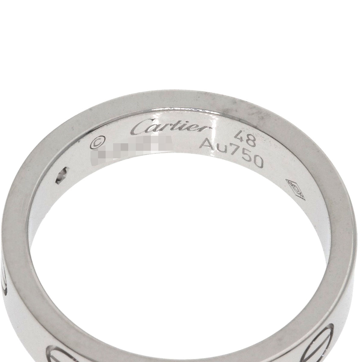 CARTIER Mini Love Ring with 1 Diamond, Size #48 Ring K18 White Gold Ladies [Used]