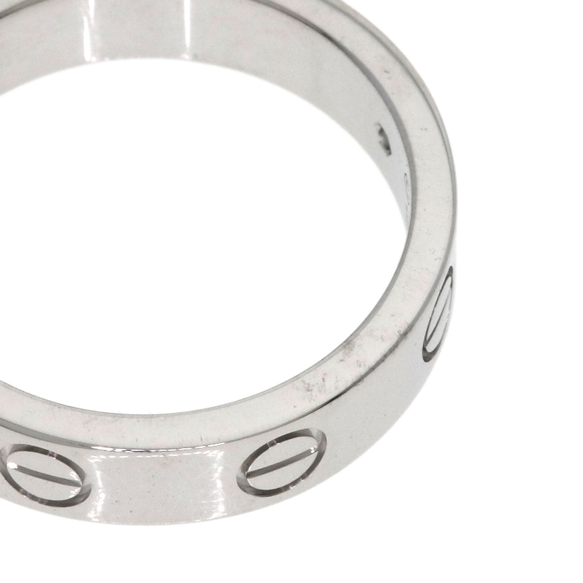 CARTIER Mini Love Ring with 1 Diamond, Size #48 Ring K18 White Gold Ladies [Used]