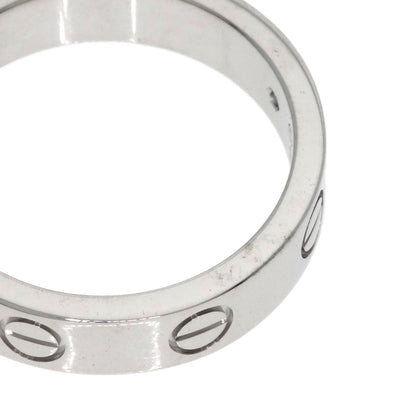 CARTIER Mini Love Ring with 1 Diamond, Size #48 Ring K18 White Gold Ladies [Used]