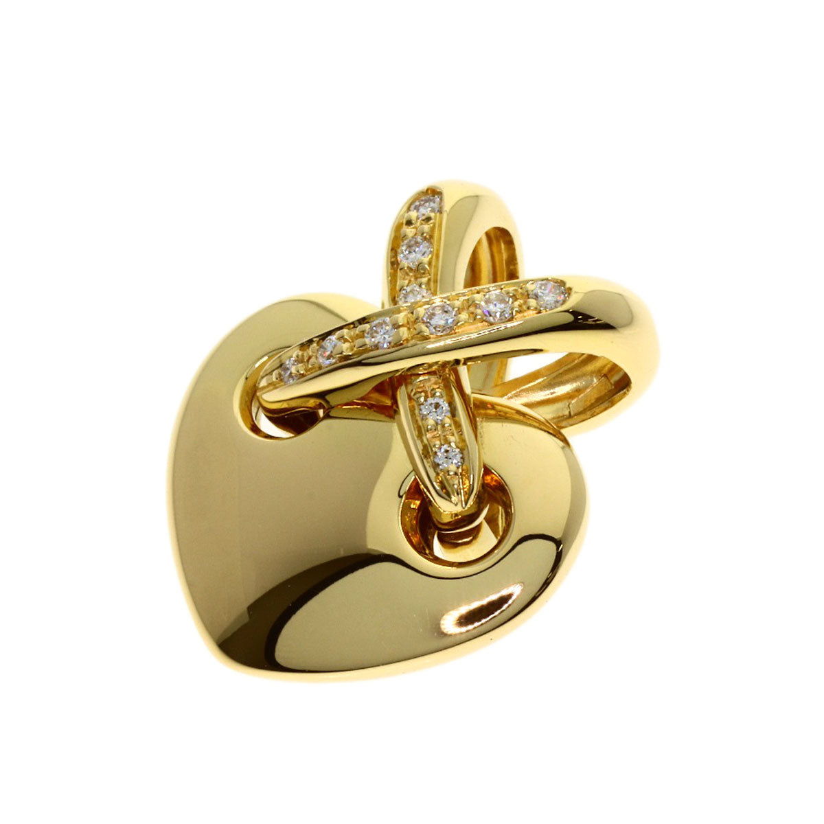 Chaumet Lien Cross Heart Diamond Pendant top K18 Yellow Gold Ladies [Used]