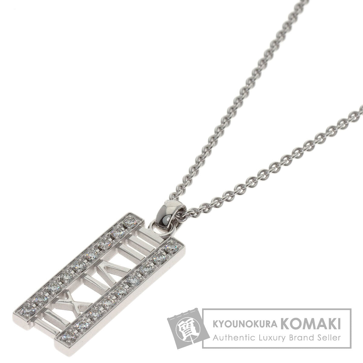 TIFFANY&Co. Atlas Bar Diamond Necklace K18 White Gold Ladies [Used]