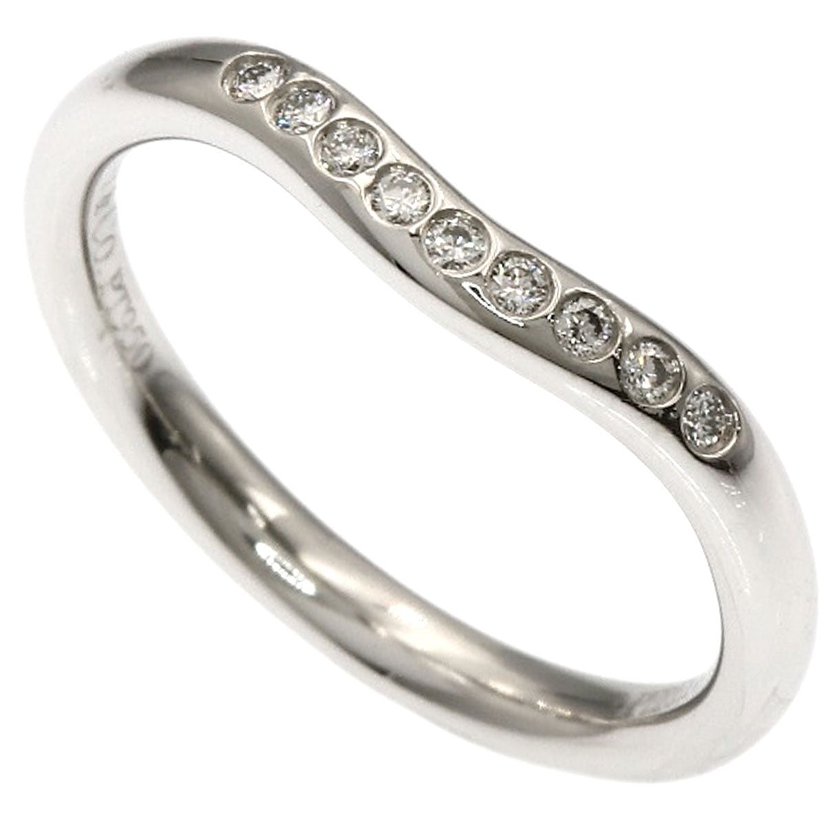 TIFFANY&Co. Curved Band Diamond Ring Platinum PT950 Ladies [Used]