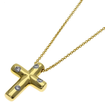 TIFFANY&Co. Dots Cross Diamond Necklace K18 Yellow Gold Ladies [Used]