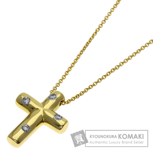 TIFFANY&Co. Dots Cross Diamond Necklace K18 Yellow Gold Ladies [Used]