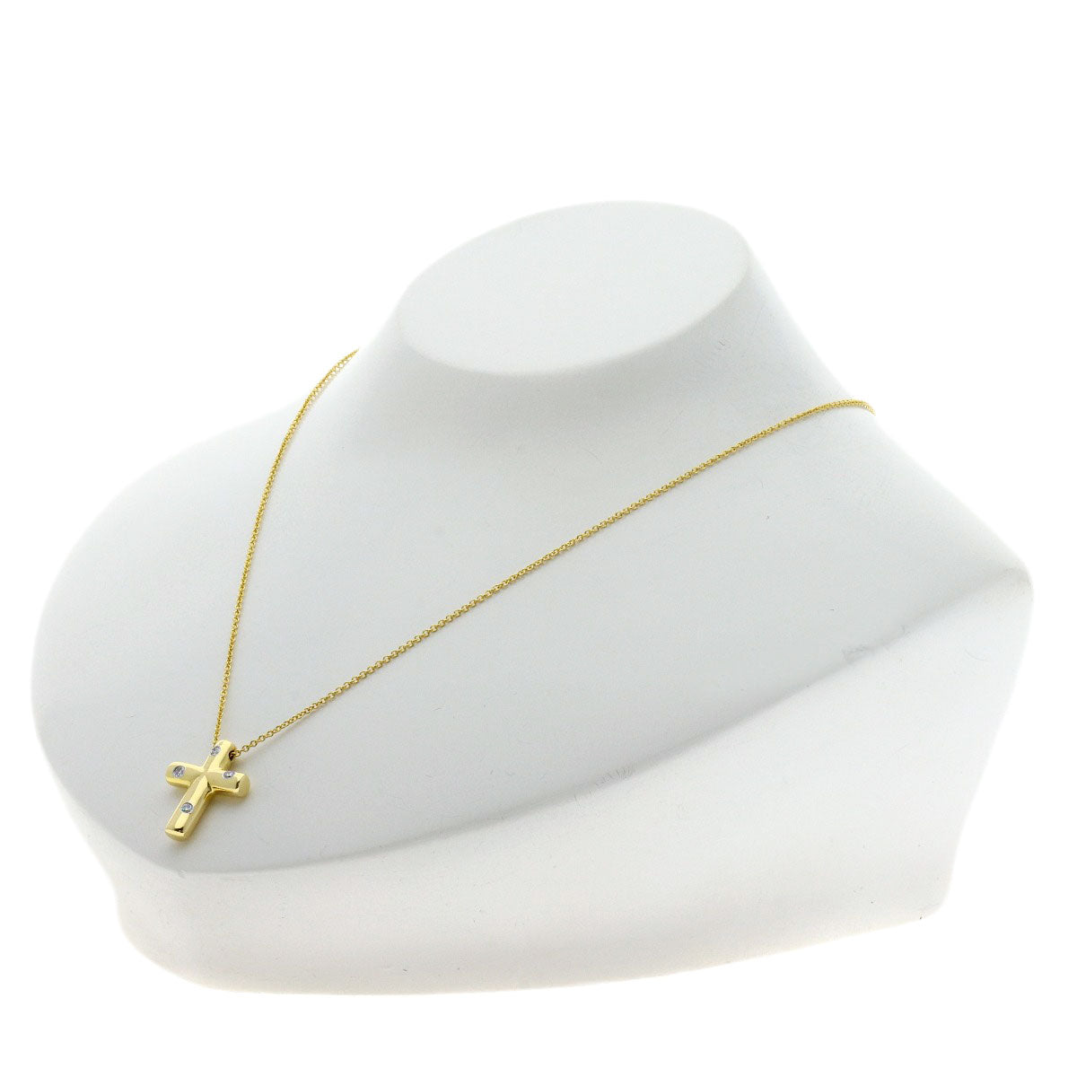 TIFFANY&Co. Dots Cross Diamond Necklace K18 Yellow Gold Ladies [Used]