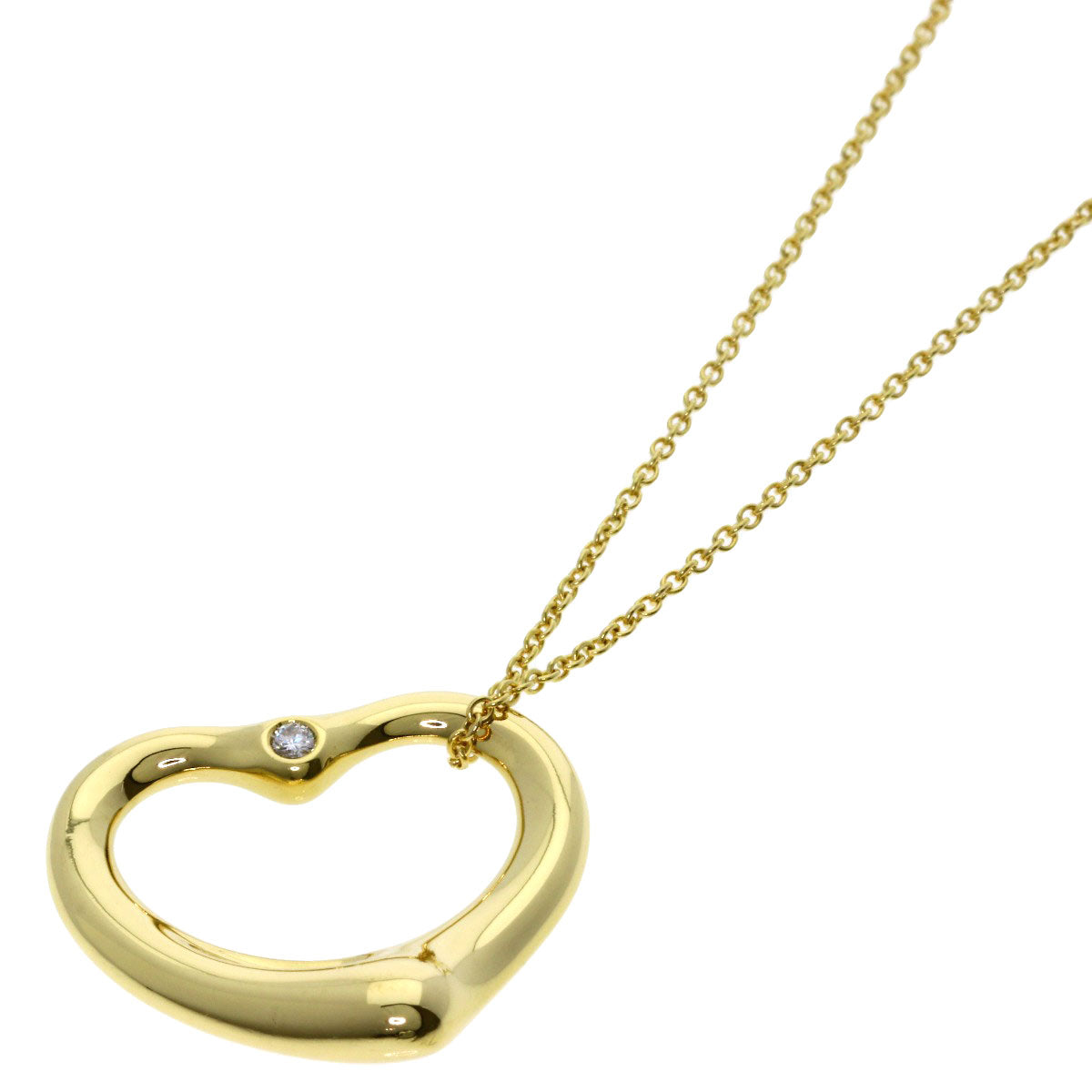 TIFFANY&Co. Open heart 1P Diamond Necklace K18 Yellow Gold Ladies [Used]