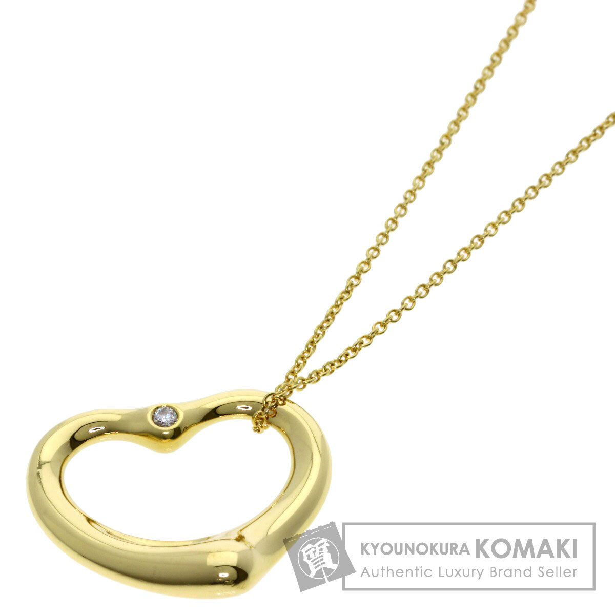 TIFFANY&Co. Open heart 1P Diamond Necklace K18 Yellow Gold Ladies [Used]