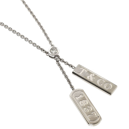 TIFFANY&Co. 1837 Double Bar 1P Diamond Necklace K18 White Gold Ladies [Used]