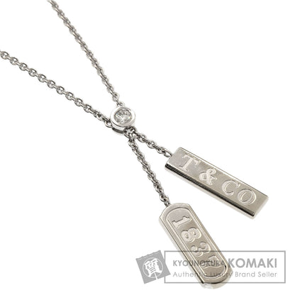 TIFFANY&Co. 1837 Double Bar 1P Diamond Necklace K18 White Gold Ladies [Used]