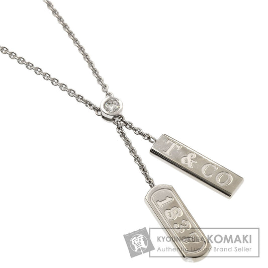 TIFFANY&Co. 1837 Double Bar 1P Diamond Necklace K18 White Gold Ladies [Used]