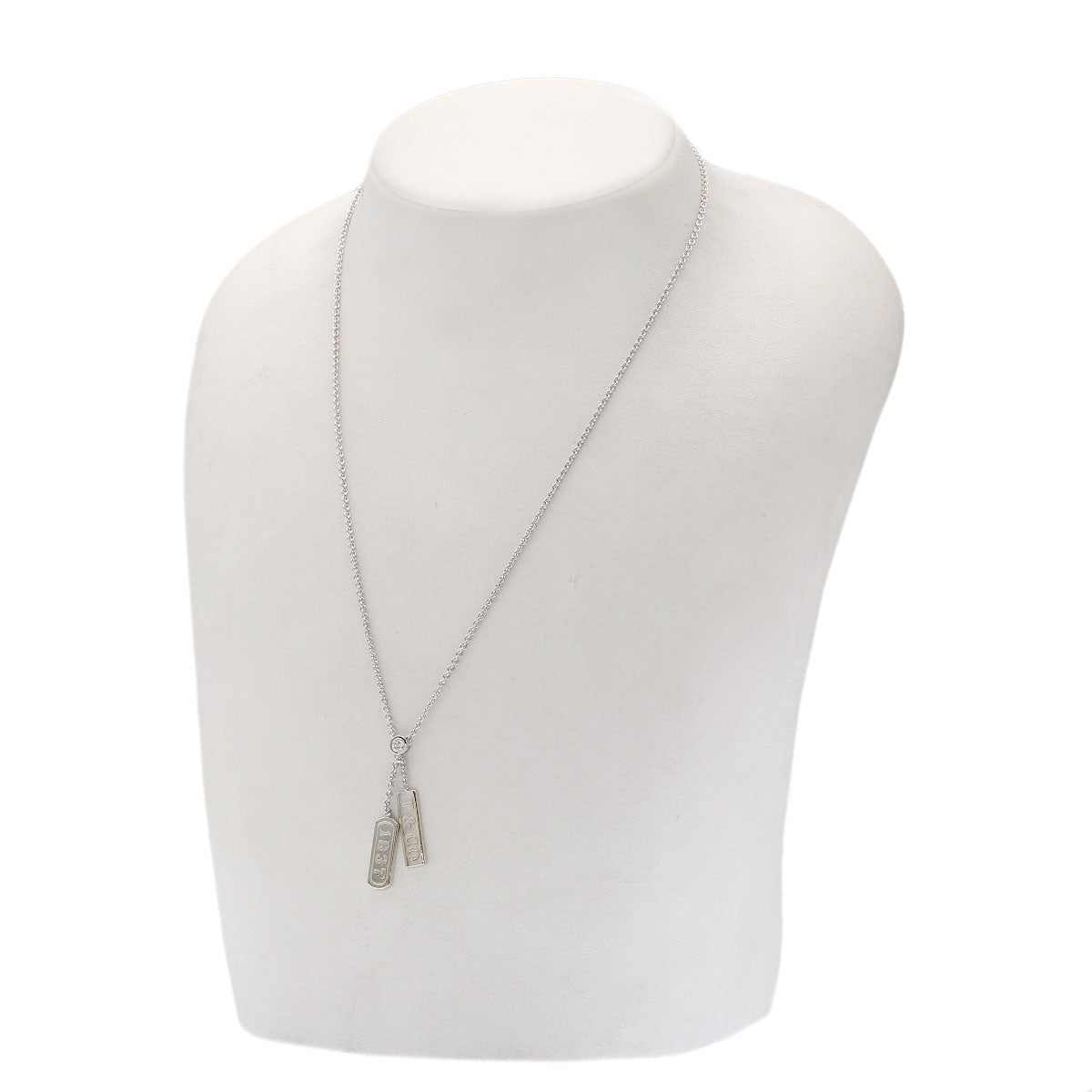 TIFFANY&Co. 1837 Double Bar 1P Diamond Necklace K18 White Gold Ladies [Used]