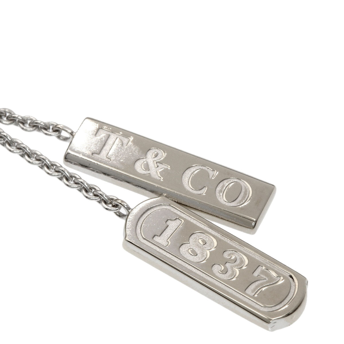 TIFFANY&Co. 1837 Double Bar 1P Diamond Necklace K18 White Gold Ladies [Used]