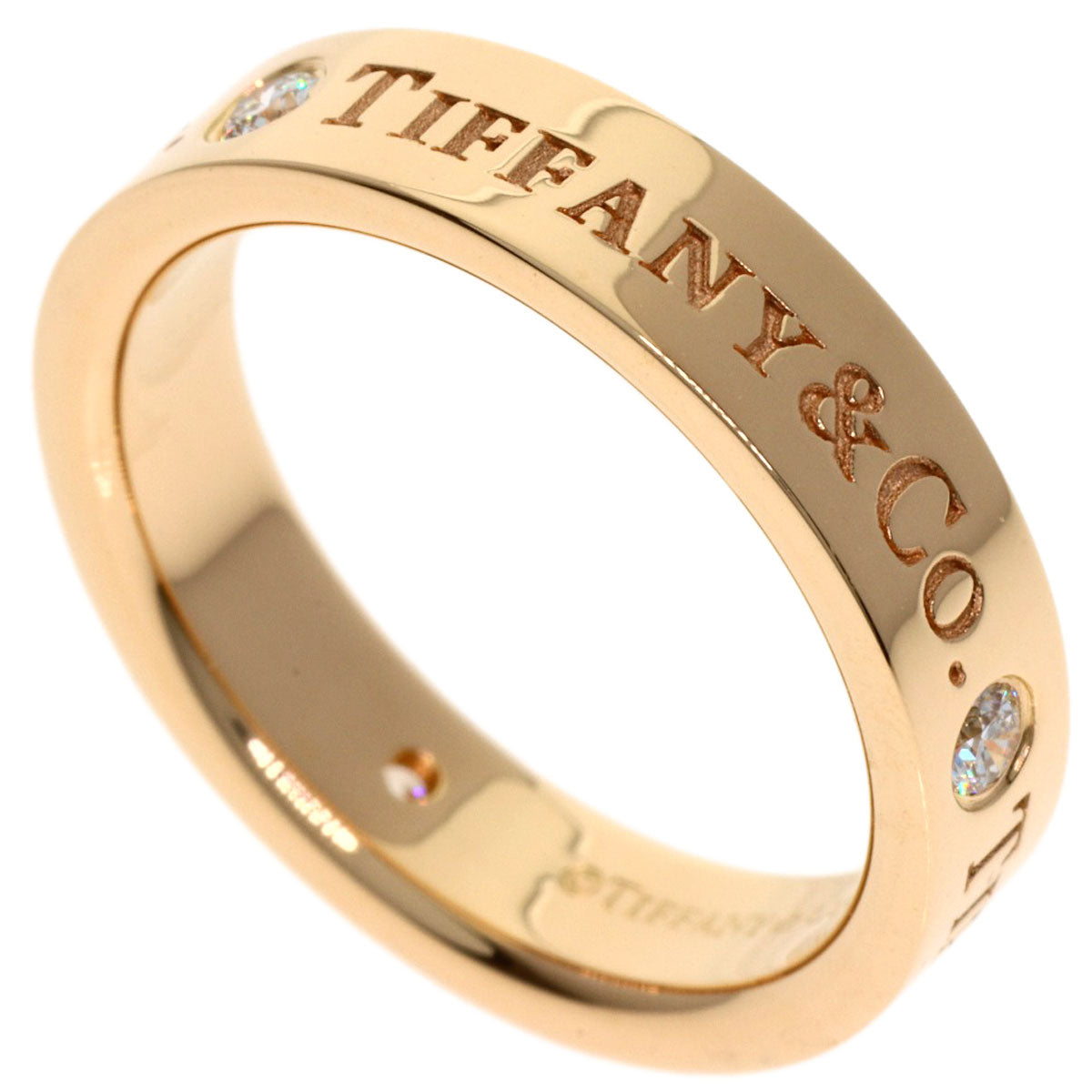 TIFFANY&Co. Flat band 3P Diamond Ring K18 Pink Gold Ladies [Used]