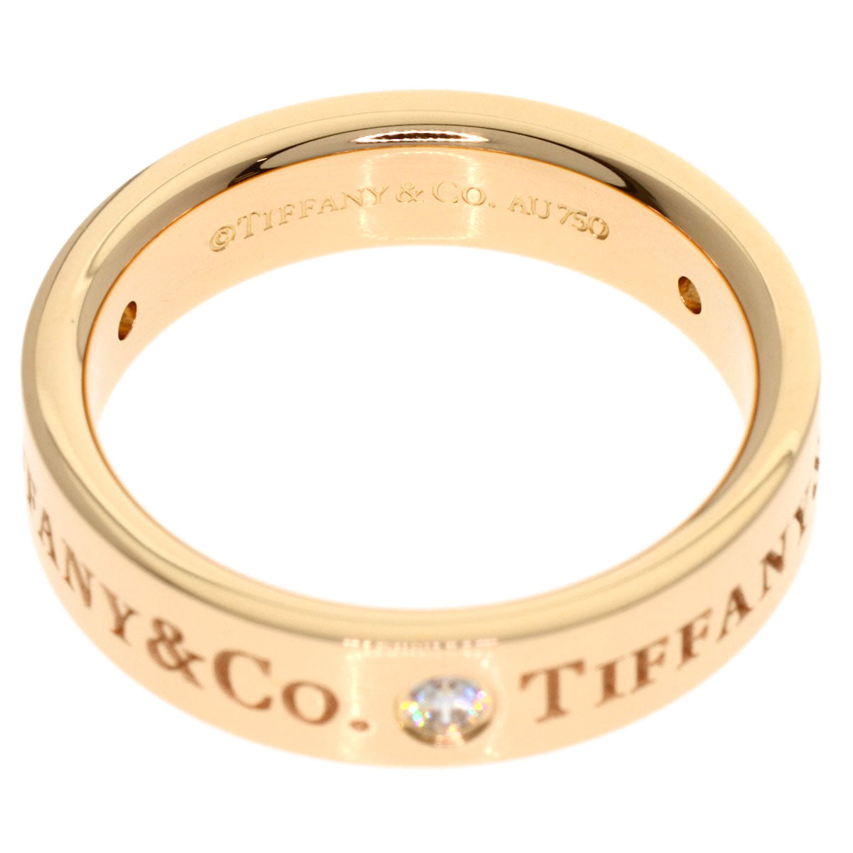 TIFFANY&Co. Flat band 3P Diamond Ring K18 Pink Gold Ladies [Used]
