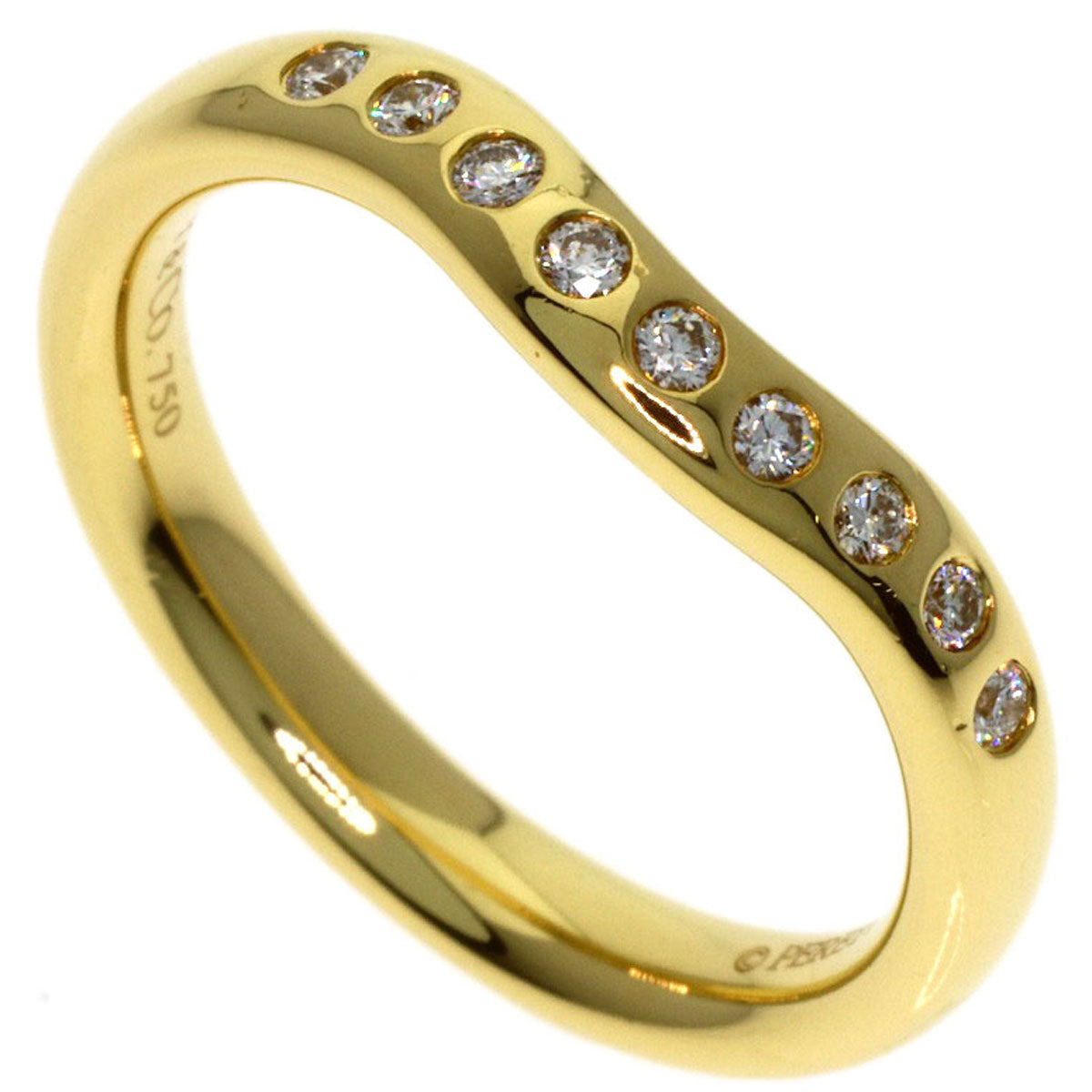 TIFFANY&Co. Curved Band Diamond Ring K18 Yellow Gold Ladies [Used]