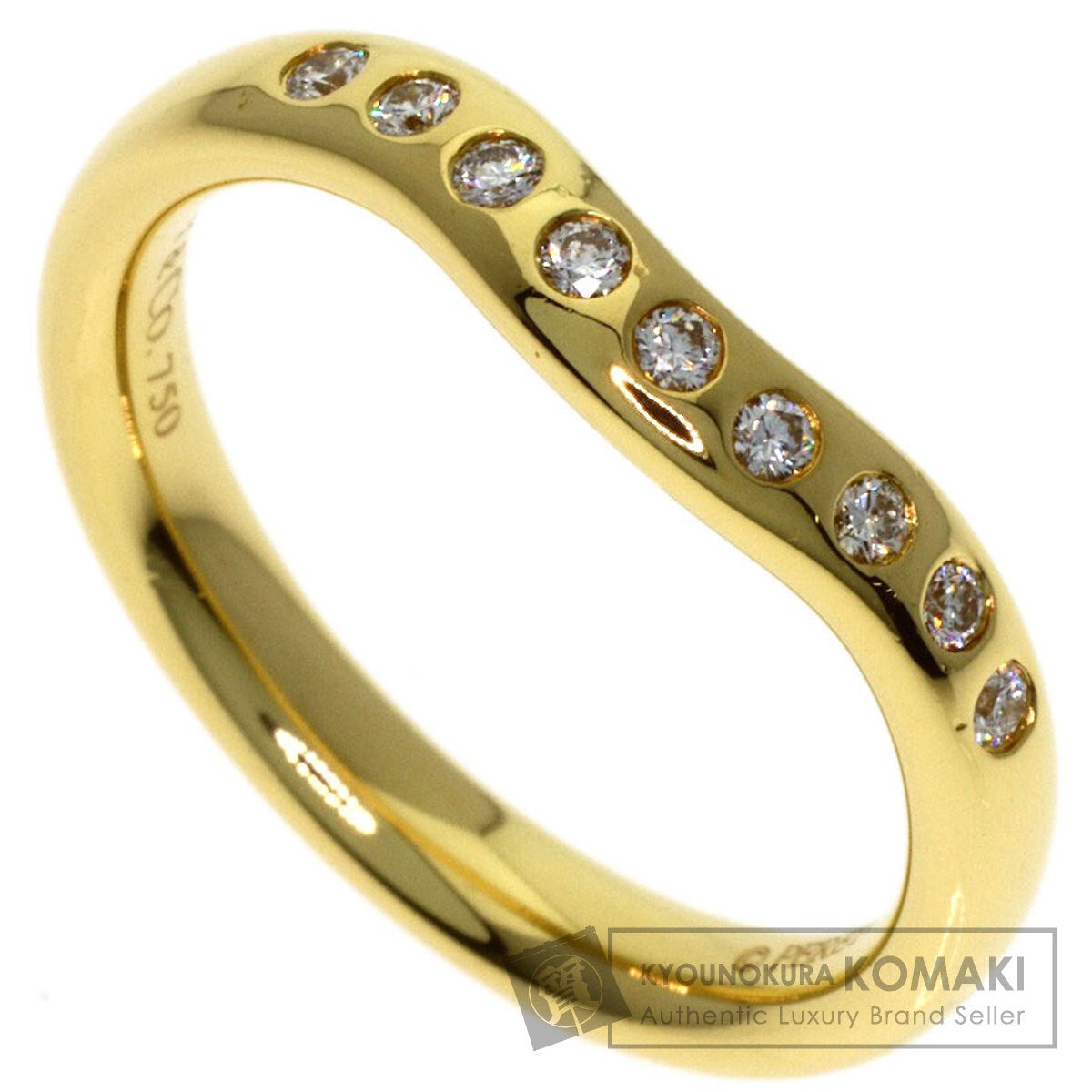 TIFFANY&Co. Curved Band Diamond Ring K18 Yellow Gold Ladies [Used]