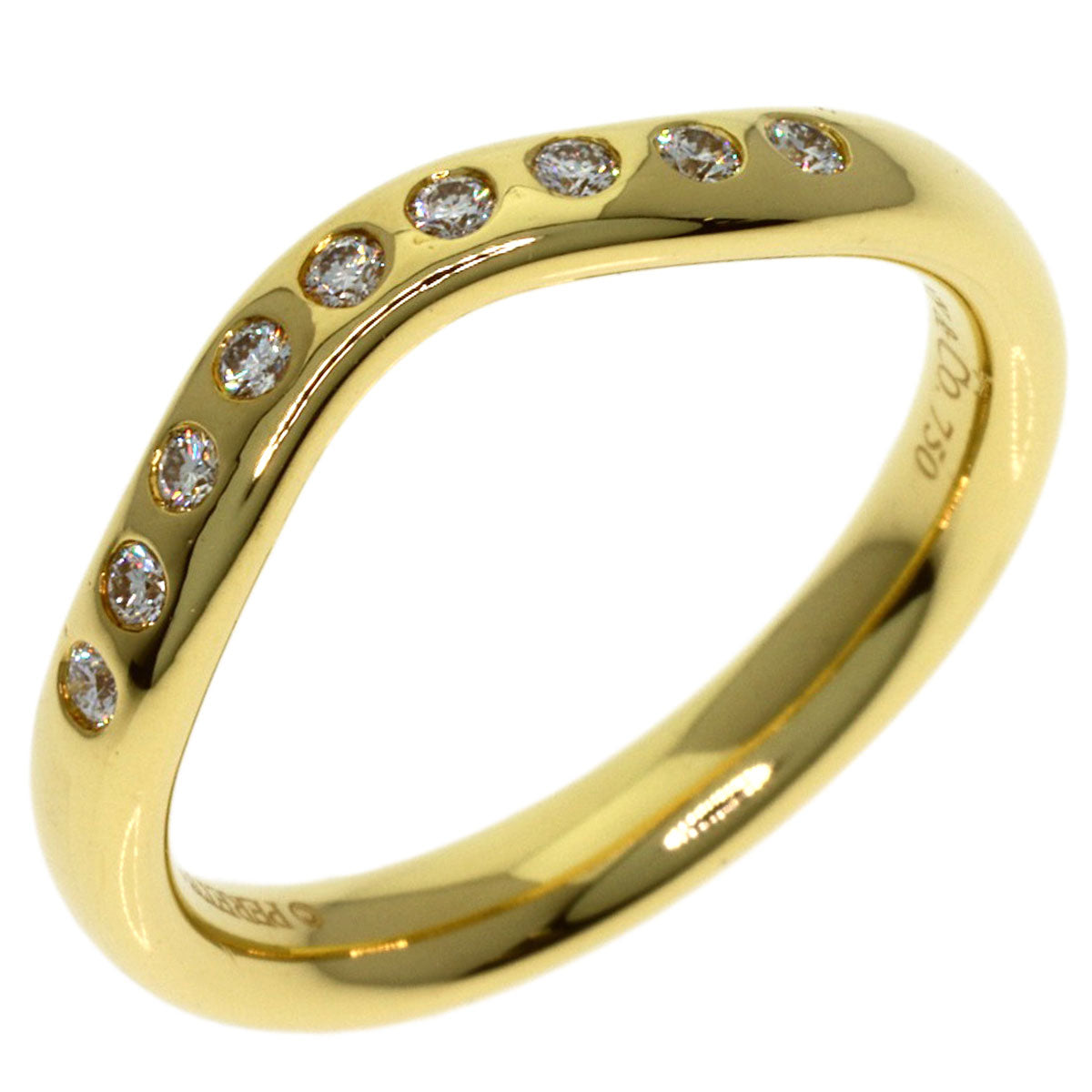TIFFANY&Co. Curved Band Diamond Ring K18 Yellow Gold Ladies [Used]