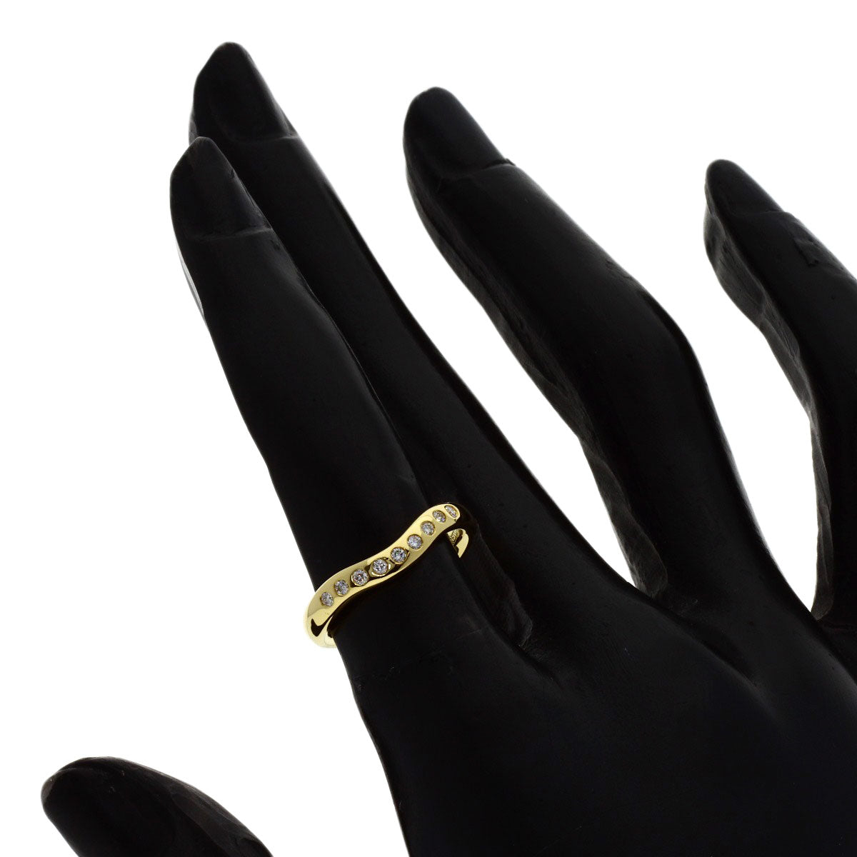 TIFFANY&Co. Curved Band Diamond Ring K18 Yellow Gold Ladies [Used]