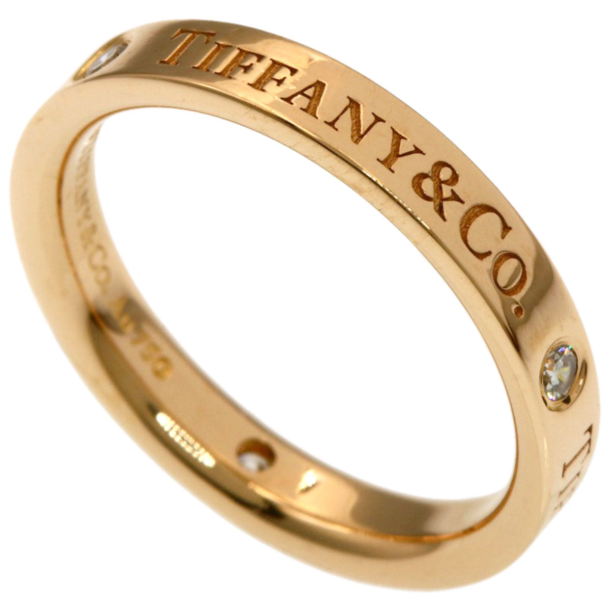 TIFFANY&Co. Flat band 3P Diamond Ring K18 Pink Gold Ladies [Used]