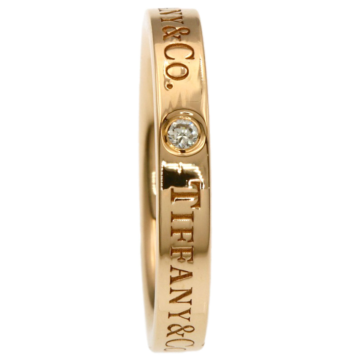TIFFANY&Co. Flat band 3P Diamond Ring K18 Pink Gold Ladies [Used]