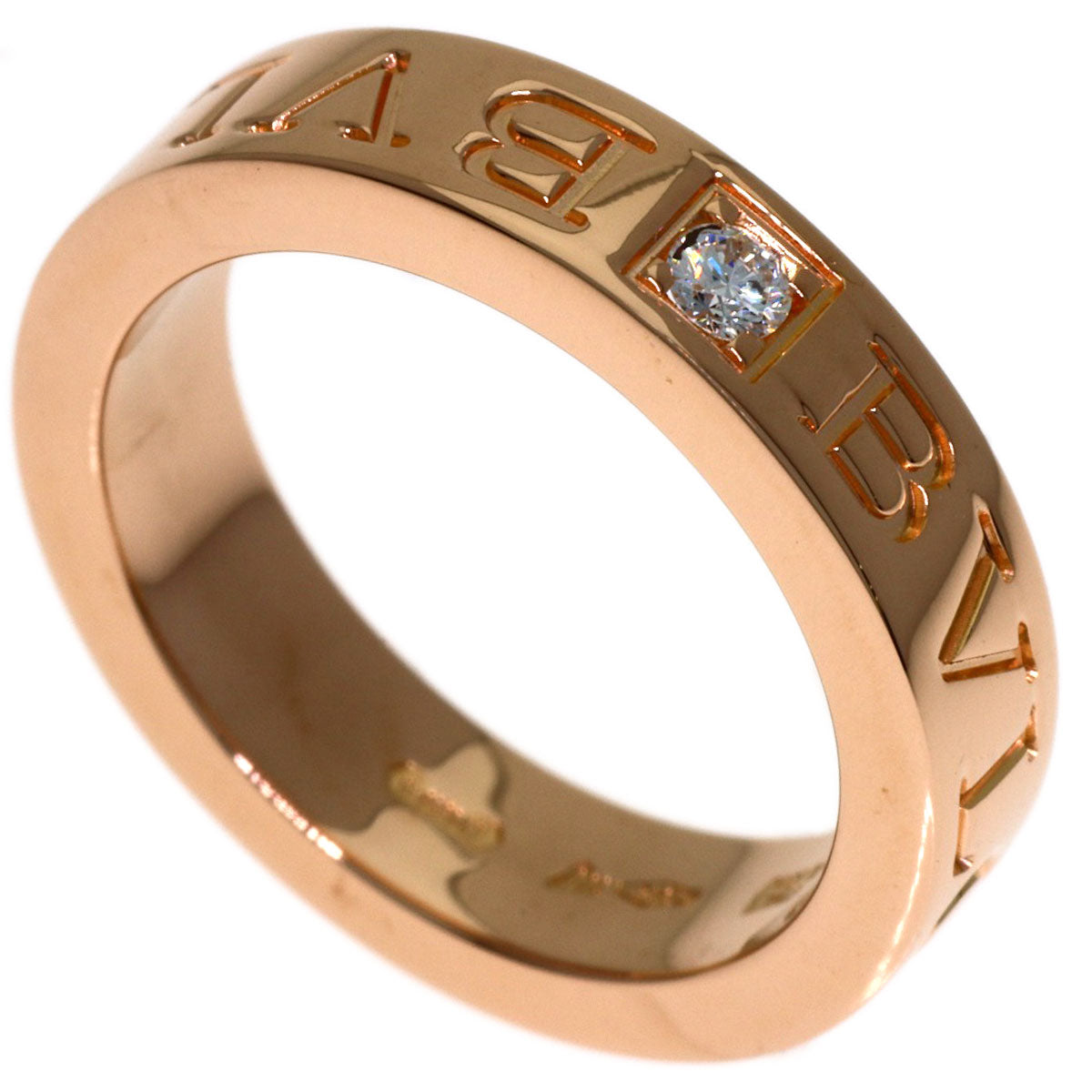 BVLGARI Double logo 1P Diamond Ring K18 Pink Gold Ladies [Used]