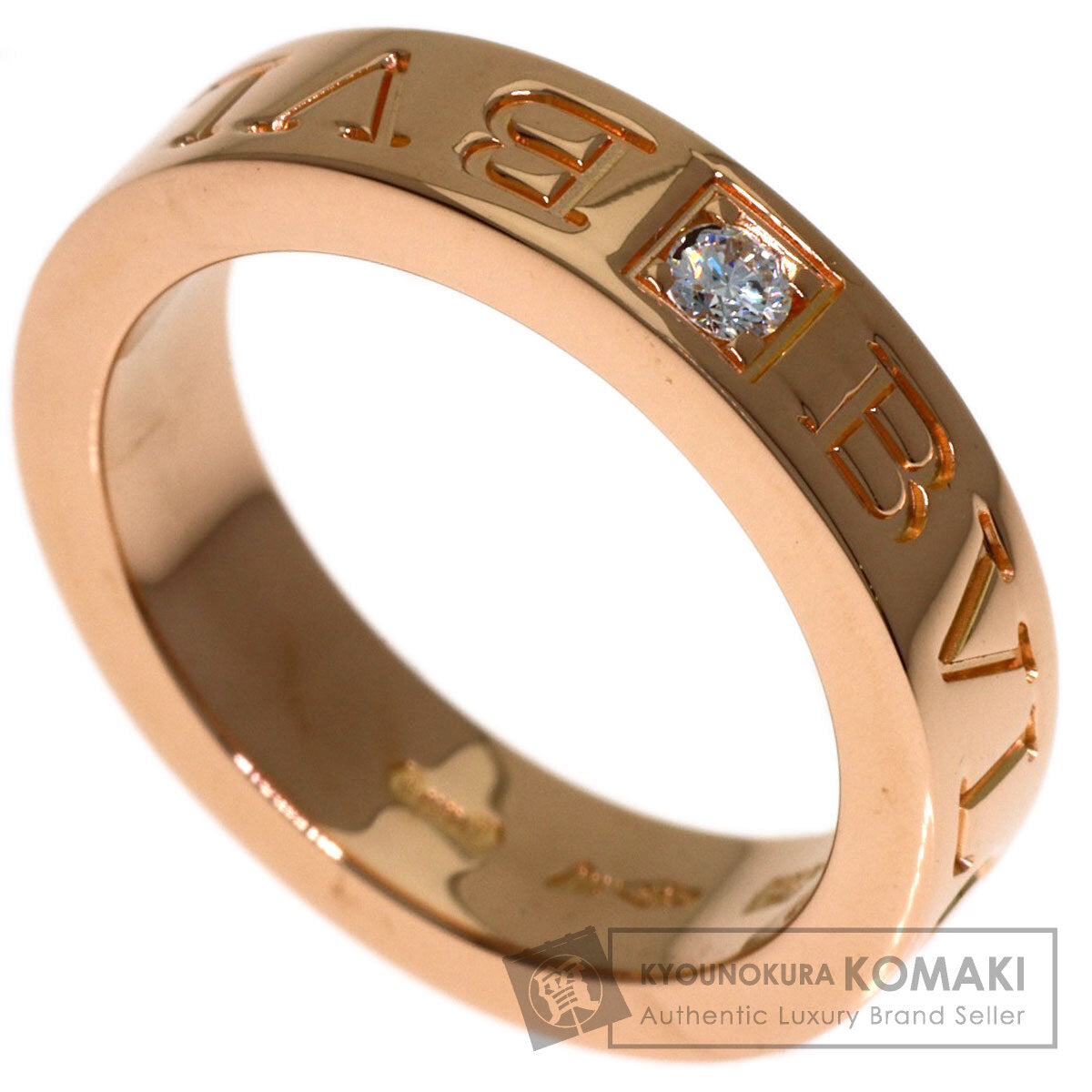 BVLGARI Double logo 1P Diamond Ring K18 Pink Gold Ladies [Used]