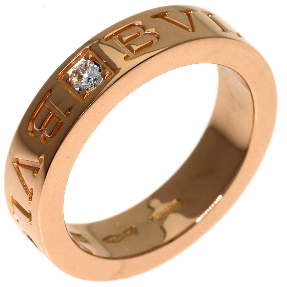 BVLGARI Double logo 1P Diamond Ring K18 Pink Gold Ladies [Used]