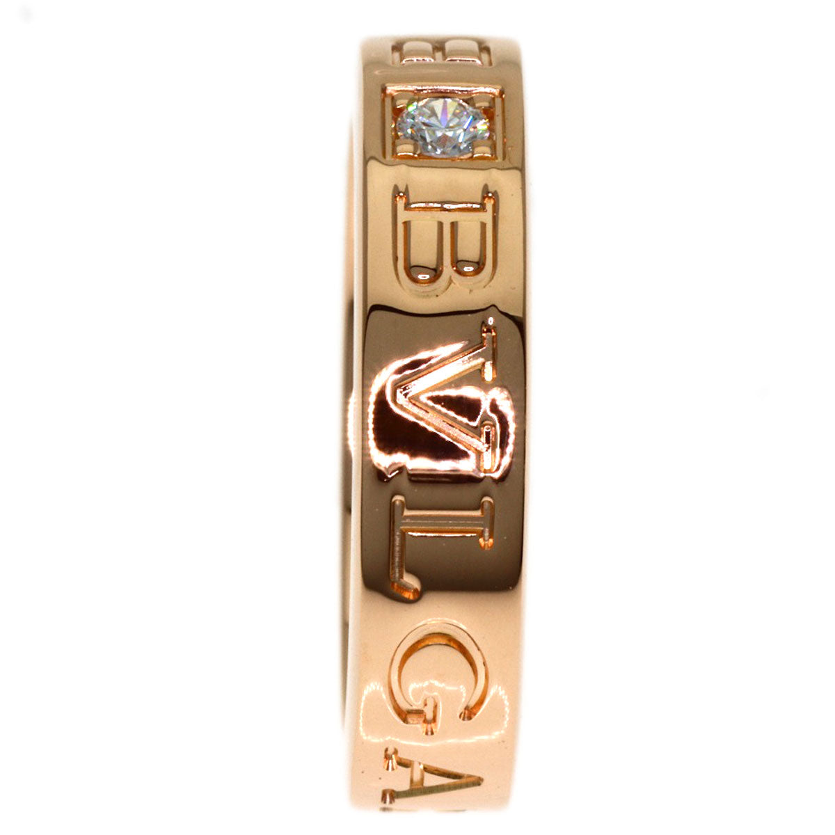BVLGARI Double logo 1P Diamond Ring K18 Pink Gold Ladies [Used]