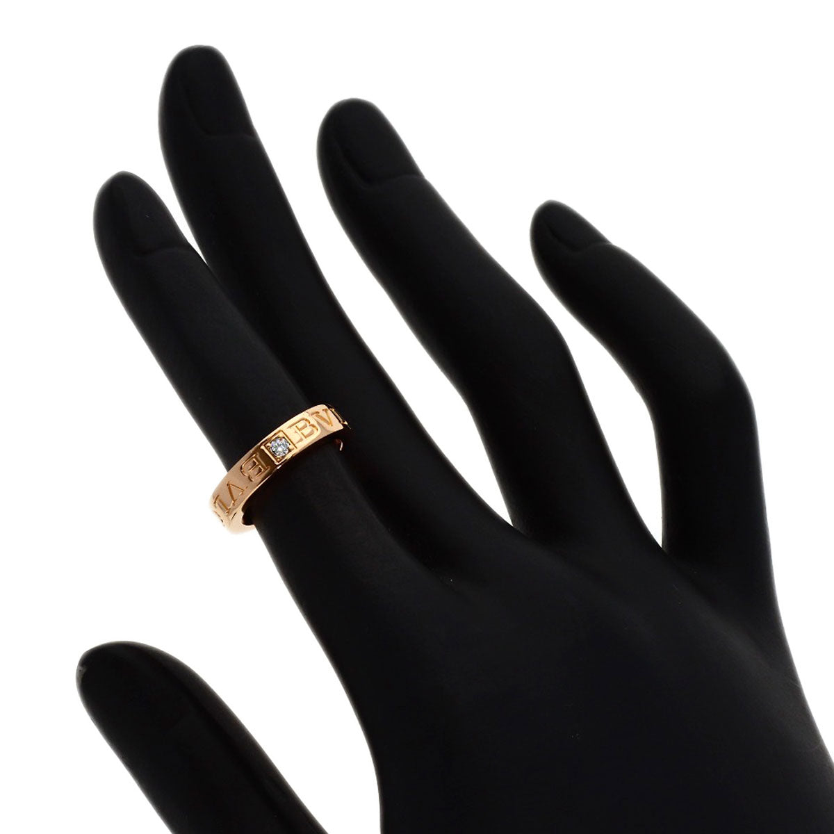 BVLGARI Double logo 1P Diamond Ring K18 Pink Gold Ladies [Used]