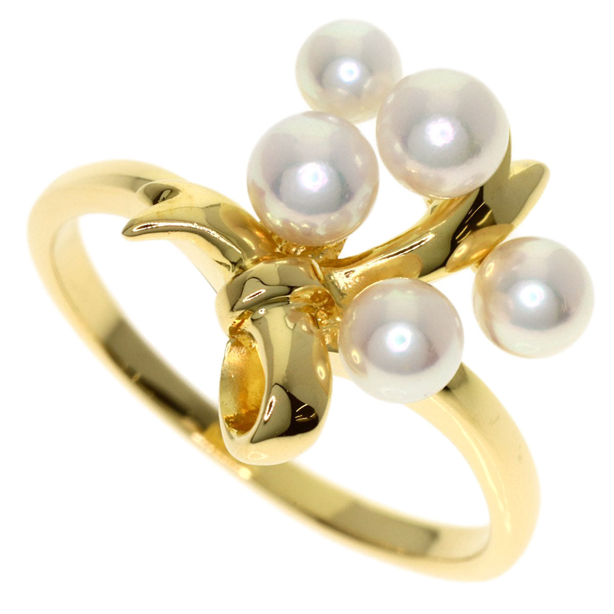 MIKIMOTO Pearl Pearl Ribbon Ring K18 Yellow Gold Ladies [Used]