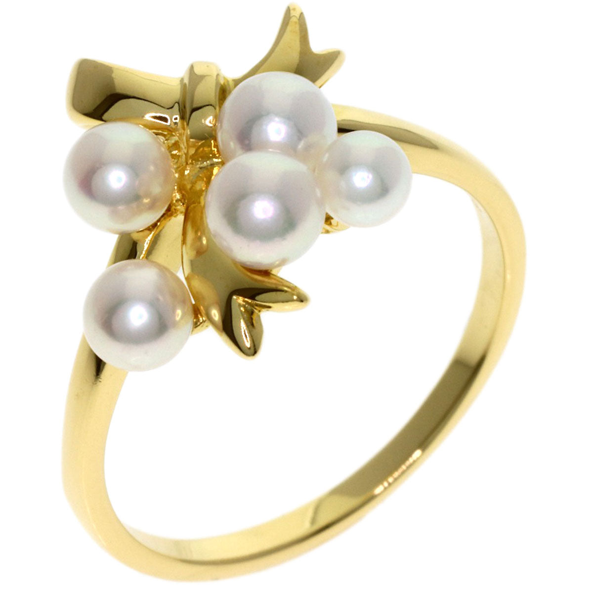 MIKIMOTO Pearl Pearl Ribbon Ring K18 Yellow Gold Ladies [Used]