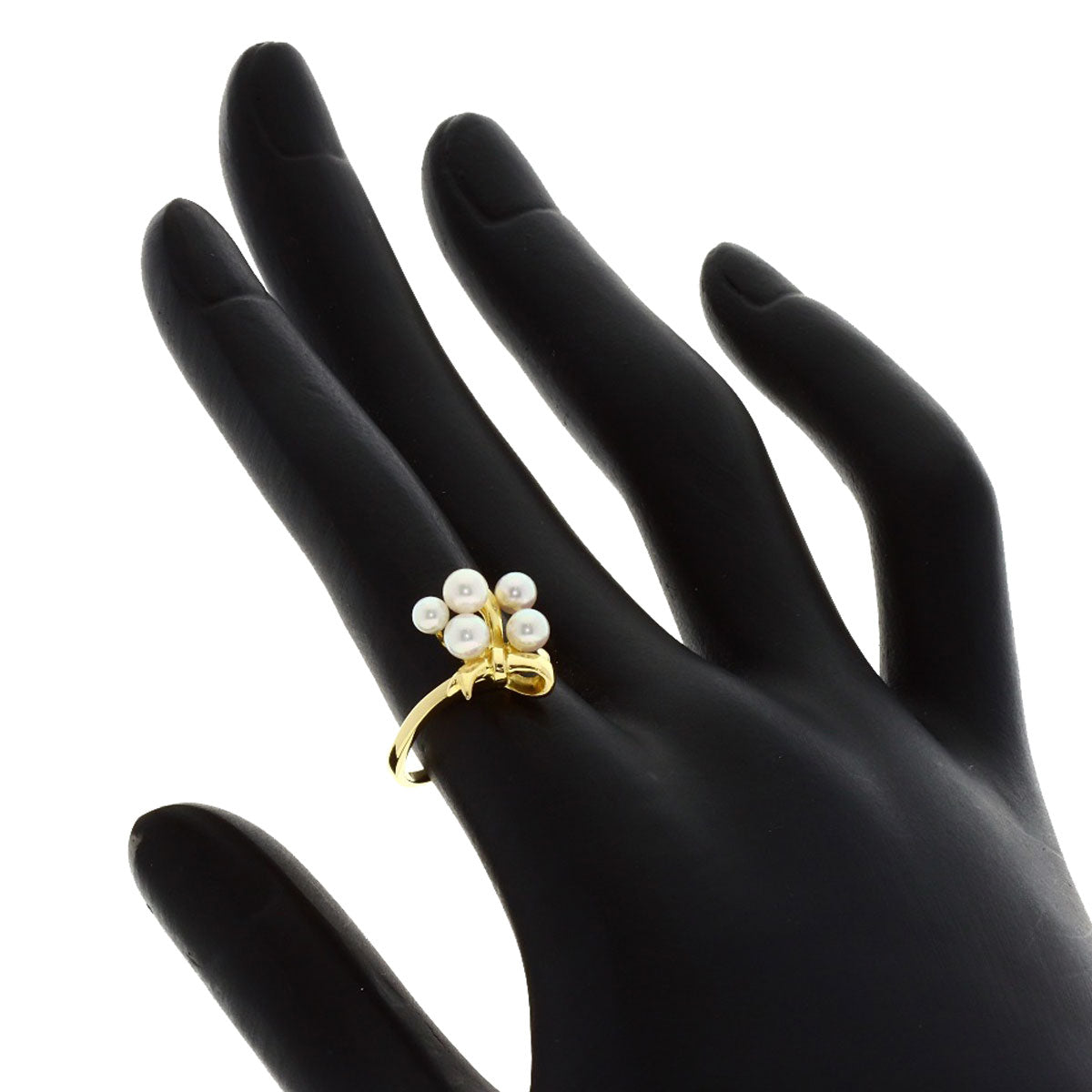 MIKIMOTO Pearl Pearl Ribbon Ring K18 Yellow Gold Ladies [Used]