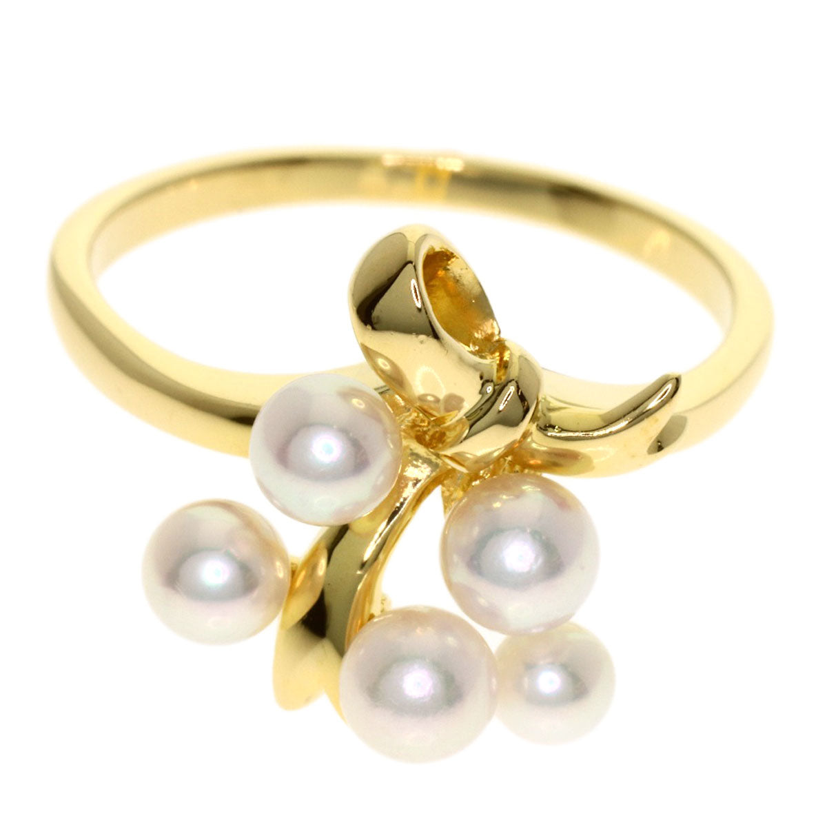 MIKIMOTO Pearl Pearl Ribbon Ring K18 Yellow Gold Ladies [Used]