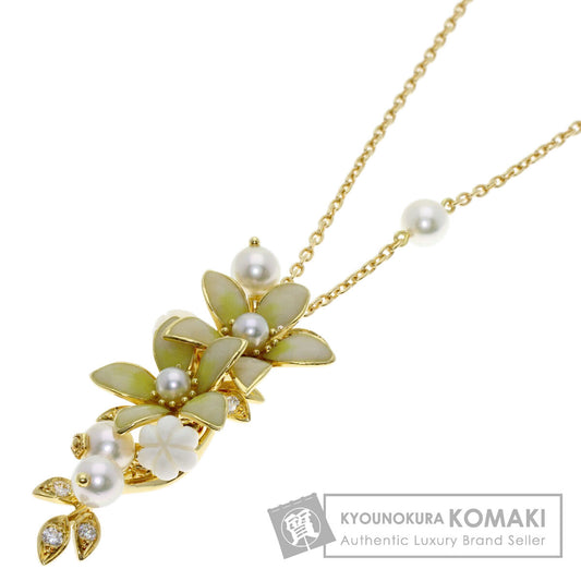 MIKIMOTO Pearl Pearl Enamel Diamond Necklace K18 Yellow Gold Ladies [Used]