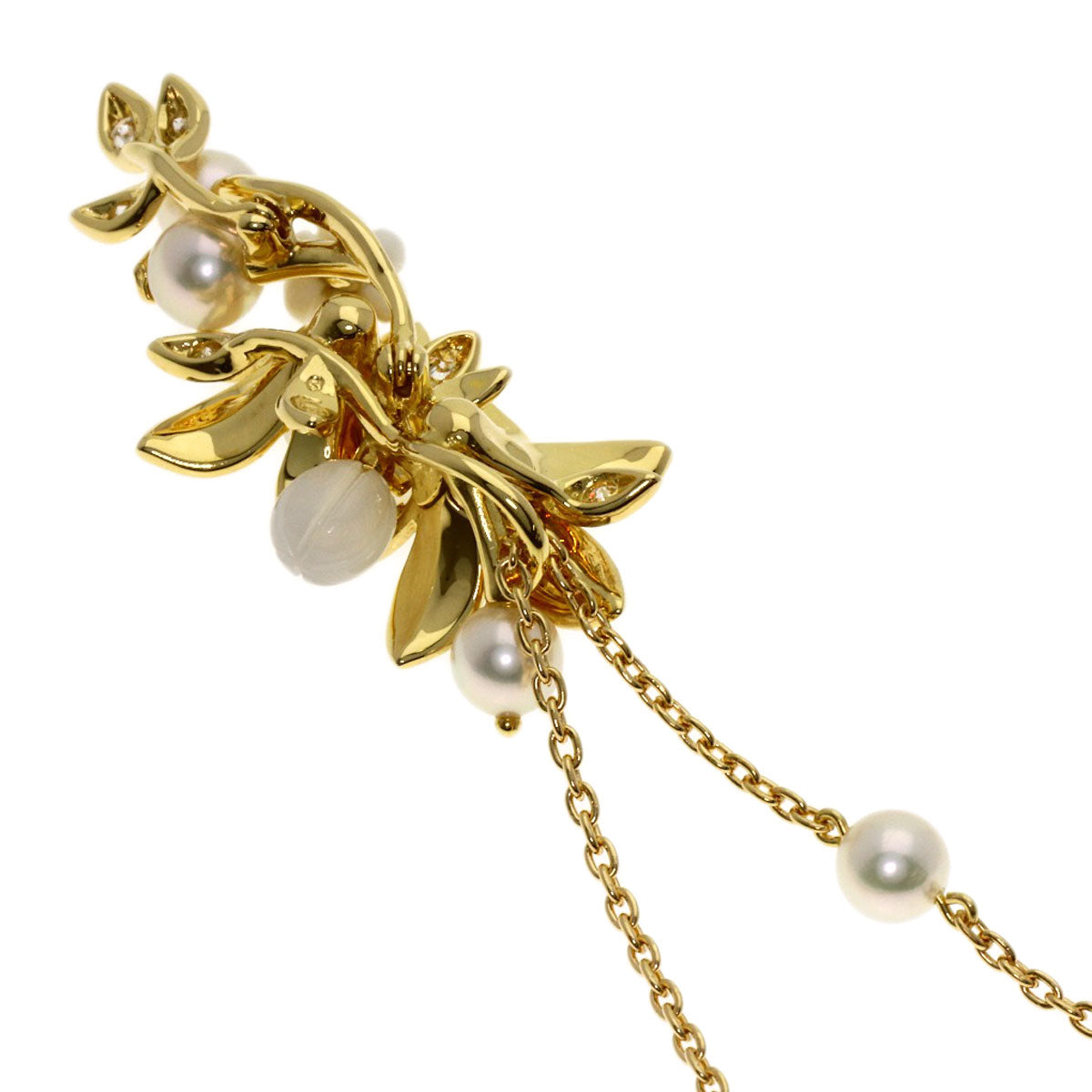 MIKIMOTO Pearl Pearl Enamel Diamond Necklace K18 Yellow Gold Ladies [Used]