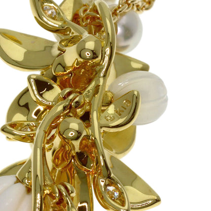 MIKIMOTO Pearl Pearl Enamel Diamond Necklace K18 Yellow Gold Ladies [Used]