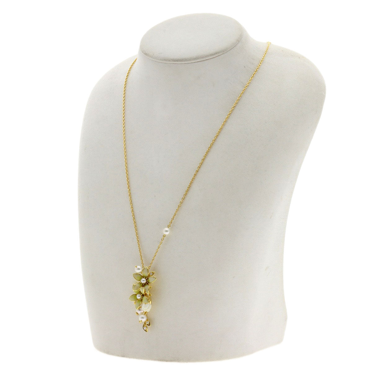 MIKIMOTO Pearl Pearl Enamel Diamond Necklace K18 Yellow Gold Ladies [Used]