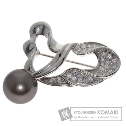 MIKIMOTO Black Butterfly Pearl Pearl Diamond Brooch K18 White Gold Ladies [Used]