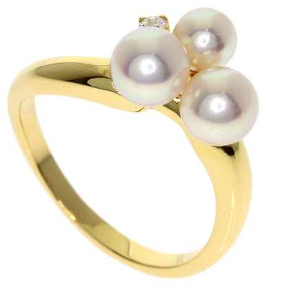 MIKIMOTO Pearl Pearl Diamond Ring K18 Yellow Gold Ladies [Used]