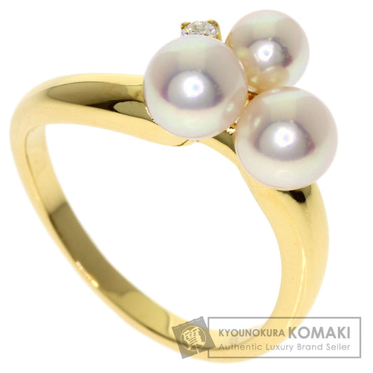 MIKIMOTO Pearl Pearl Diamond Ring K18 Yellow Gold Ladies [Used]