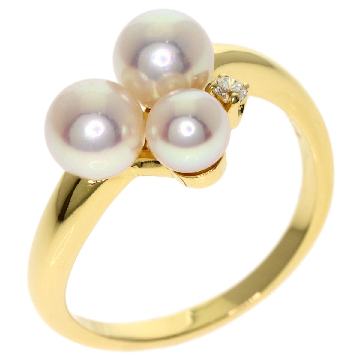 MIKIMOTO Pearl Pearl Diamond Ring K18 Yellow Gold Ladies [Used]
