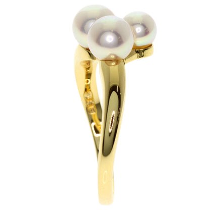 MIKIMOTO Pearl Pearl Diamond Ring K18 Yellow Gold Ladies [Used]